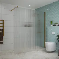 FortiFura Galeria inloopdouche - 180x200cm - ribbelglas - wandarm - Geborsteld koper PVD (Koper) SW797957/SW876702