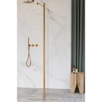 FortiFura Galeria zijwand - 40x200cm - helder glas - 8mm - met hoekprofiel - Geborsteld koper PVD (Koper) SW797911 / SW876703