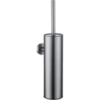FortiFura Calvi toiletborstelhouder - gesloten model - wand - rond - PVD - geborsteld gunmetal (antraciet) SW1111545