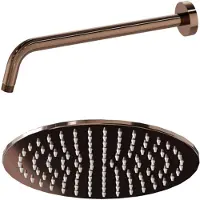 FortiFura Calvi Hoofddouche - 25cm - rond - wandarm 35cm - Geborsteld koper PVD (Koper) SW970041/SW970043