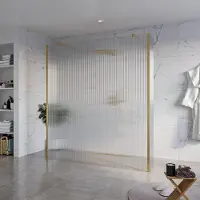 FortiFura Galeria Vrijstaande Inloopdouche - 180x200cm - Helder geribbeld - antikalk - 8mm veiligheidsglas - 2 zijwanden 30cm - wandsteunen en hoekprofielen - Geborsteld Messing PVD (Goud) SW927770