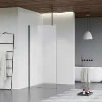 FortiFura Galeria inloopdouche - 40x200cm - mat glas - plafondarm - Geborsteld Gunmetal PVD SW797921/SW797907/SW804545