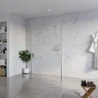 FortiFura Galeria Vrijstaande Inloopdouche - 110x200cm - Helder - antikalk - 8mm veiligheidsglas - 2 zijwanden 30cm - wandsteunen en hoekprofielen - Geborsteld RVS PVD (RVS) SW927769