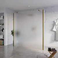 FortiFura Galeria Vrijstaande Inloopdouche - 180x200cm - Glas mat - antikalk - 8mm veiligheidsglas - 2 zijwanden 30cm - wandsteunen en hoekprofielen - Geborsteld koper PVD (Koper) SW927772