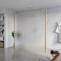 FortiFura Galeria Vrijstaande Inloopdouche - 180x200cm - Glas mat - antikalk - 8mm veiligheidsglas - 2 zijwanden 30cm - wandsteunen en hoekprofielen - Geborsteld Messing PVD (Goud) SW927770