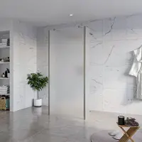 FortiFura Galeria Vrijstaande Inloopdouche - 90x200cm - Glas mat - antikalk - 8mm veiligheidsglas - 2 zijwanden 40cm - wandsteunen en hoekprofielen - Geborsteld Gunmetal PVD SW927771