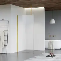 FortiFura Galeria inloopdouche - 160x200cm - mat glas - plafondarm - Geborsteld Messing PVD (Goud) SW797932/SW797910/SW804543