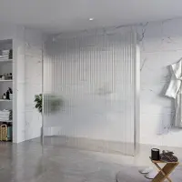 FortiFura Galeria Vrijstaande Inloopdouche - 180x200cm - Helder geribbeld - antikalk - 8mm veiligheidsglas - 2 zijwanden 40cm - wandsteunen en hoekprofielen - Geborsteld RVS PVD (RVS) SW927769