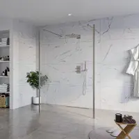 FortiFura Galeria Vrijstaande Inloopdouche - 140x200cm - Helder - antikalk - 8mm veiligheidsglas - 2 zijwanden 40cm - wandsteunen en hoekprofielen - Geborsteld Gunmetal PVD SW927771
