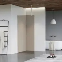 FortiFura Galeria inloopdouche - 90x200cm - rookglas - plafondarm - Geborsteld RVS PVD (RVS) SW797938/SW797908/SW804544