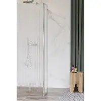 FortiFura Galeria zijwand - 40x200cm - ribbel glas - 8mm - met hoekprofiel - Geborsteld RVS PVD (RVS) SW797948 / SW798730