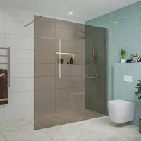 FortiFura Galeria inloopdouche - 180x200cm - rookglas - wandarm - PVD - geborsteld RVS SW797943/SW797908