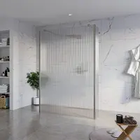 FortiFura Galeria Vrijstaande Inloopdouche - 140x200cm - Helder geribbeld - antikalk - 8mm veiligheidsglas - 2 zijwanden 40cm - wandsteunen en hoekprofielen - Geborsteld Gunmetal PVD SW927771