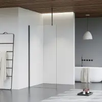 FortiFura Galeria inloopdouche - 140x200cm - helder glas - plafondarm - Geborsteld Gunmetal PVD SW797916/SW797907/SW804545