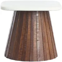 Light & Living Bijzettafel 45x45x40 cm OKATO crème+hout bruin