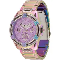 GUESS Analoog horloge 'Queen' lila / pink / zilver / transparant