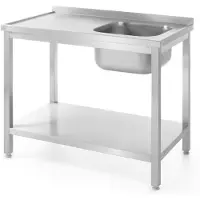 Hendi Spoeltafel met enkele spoelbak en legplank – zelfmontage – 800x600x x(H)850 mm – roestvrij staal