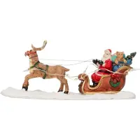 Intratuin Kerstdorpminiatuur Kerstman In Slee Met Rendier 15 X 5 X 6,5 Cm