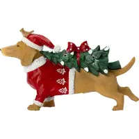 Intratuin Kerstfiguur Hond Bruin / Rood / Groen Met Verlichting 33 X 9 X 19 Cm