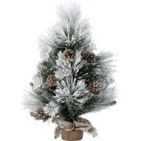 Intratuin Mini Kunstkerstboom Tamaki Besneeuwd Dennenappels Op Jute Voet D 40 H 60 Cm
