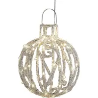 Luca Lighting Kersthanger Tundra Kerstbal Zilver Met Verlichting D 25 H 27 Cm