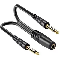 Dolphix 3,5mm Jack stereo (v) - 2x 6,35mm Jack mono (m) adapter | verguld | 0,30 meter