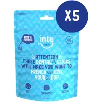 Imby Dental Sticks Hondensnacks - 5 X 100 gr - Hondensnoepjes met munt en peterselie - kauwstaafjes Hond - Kauwsnacks voor hond - Hypoallergeen - 500gr