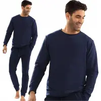 DKaren Heren huispak van zacht katoen | 2-delig Trainingspak gemaakt in Europa | Justin | lange broek lange mouwen | marineblauw XXL