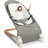 Caretero Pine Baby Bouncer Grijs - Wipstoel - Babystoel Voor Aan Tafel - Baby Stoeltje Zitten Voor Thuis - Verstelbare Babyrelax - Baby Rocker