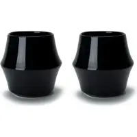 Kruve Canada - Serie Cascade - Dubbelwandige Porseleinen Espresso kopjes - Zwart - Baristas choice - 2 stuks in Cadeau verpakking - 75ml - Vaatwasmachine bestendig - Uniek Design - Gift