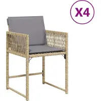 vidaXL Tuinstoelen 4 st met kussens poly rattan gemengd beige