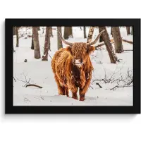 PosterMonkey Poster in lijst - Fotolijst 30x20 cm - Posters - Schotse Hooglander - Sneeuw - Winter - Natuur - Dieren - Posterlijst zwart - Decoratie - Wanddecoratie woonkamer - Muurdecoratie slaapkamer
