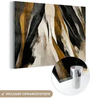 MuchoWow Glasschilderij 60x40 cm - Schilderij acrylglas - Verf - Landschap - Bruin - Zwart - Foto op glas - Muurdecoratie woonkamer - Wanddecoratie slaapkamer - Schilderijen