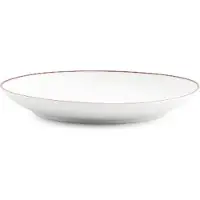 BonBistro Plat bord 15cm coupe burgundy rim Basic White (Set van 6)