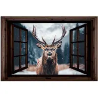 PosterMonkey Poster 30x20 cm - Doorkijk - Hert - Dieren - Landschap - Winter - Sneeuw - Landelijk - Posters - Kamer decoratie - Wanddecoratie woonkamer - Muurdecoratie slaapkamer