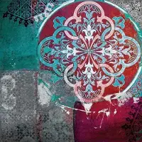 Safaary Aziatische Schilderij Mandala Rood Turquoise