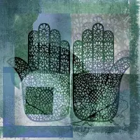 Safaary Oosterse schilderij Mehndi hands Dai Turquoise