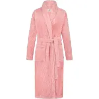 Ten Cate Dames Badjas Fleece - roze badjas stippen - maat M