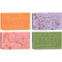 Le Chatelard 1802 Set Marseille zeep 4 x 100 gram in geuren citrus-lavendel-rozen-olijven