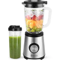 Kitchenwell Blender – Incl. To-Go Beker & Pulsefunctie – 1300 W – 17.2 x 21 x 43 cm – Grijs