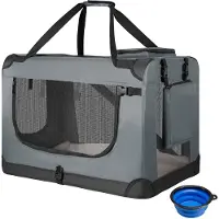 Juskys – Vouwbare Hondentransportbox Bench Lassie L – 70x50x52 cm – Grijs Polyester & Metaal – Soft-Sided & Inklapbaar – Comfortabele Reismand voor Onderweg – 26233