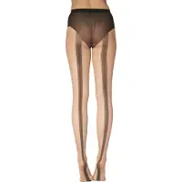 Pretty polly Panty - Fashion - Naad - Backseam - Design - One Size -36/42 - Nude/Zwart