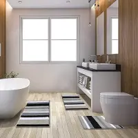 Karma Zachte badkamermatsets 3-delige water absorberende badmatten en toiletmatsets antislip machine wasbare baddouchetapijten, zwart