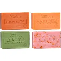 Le Chatelard 1802 Set Marseille zeep 4 x 100 gram in geuren roos-citrus-olijven-sandalwood - Franse handzeep - Marseillezeep