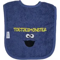 Funnies Blauwe (silk blue) slab met "Toetjesmonster" - blauw, blauwe, monstertje, toetjes, toetje, dessert, kraamcadeautje, cadeautje, blauw, blauwe