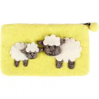 Sjaal met Verhaal Portemonnee Schaapjes Geel Vilt - 20x11cm