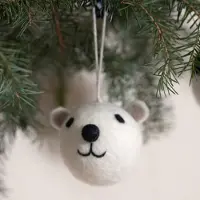 Sjaal met Verhaal Kerstbal Vilt - Hoofdje IJsbeer - 8cm - Fairtrade