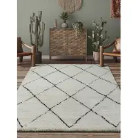 The Carpet Bahar Shaggy – Hoogpolig vloerkleed in Scandinavische stijl, zwart-wit, 140 x 200 cm