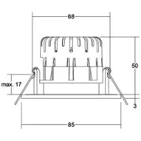 Brumberg Downlight BB20, dimbaar, alu / grijs / zink, Woon-/ Eetkamer, metaal, downlight