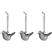 Iittala Mini Glazen Vogel Pak Van 3 Grijs - Paasdecoratie Mondgeblazen Glas Grey - 1073973